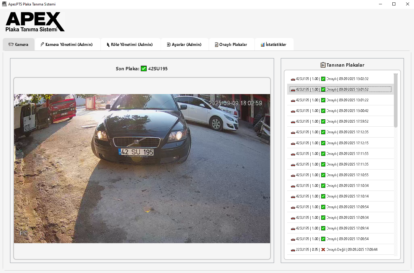APEX Plaka Tanıma Sistemi Canlı Demo